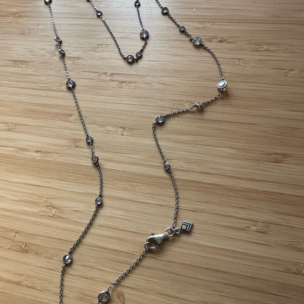 Silpada Cubic Zirconia Scattered Stars Sterling Silver 32” Necklace N2152